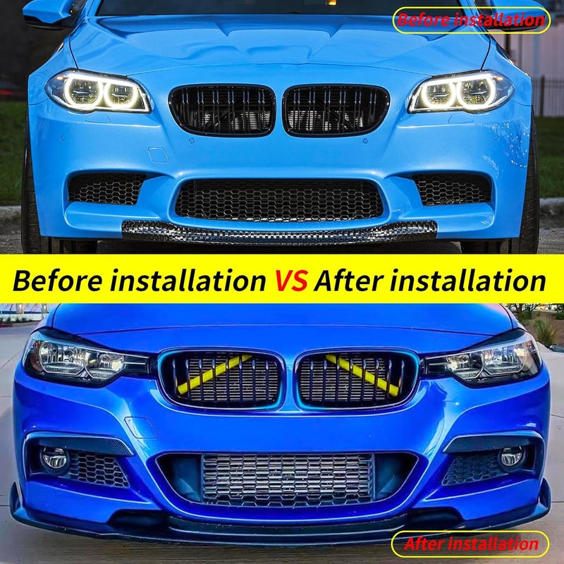 SHSBSCAR M-Sport V Brace Grille Inserts Stripes Trim, Compatible with BMW 3/4 Series F30 F32 320 328i 330 335 428 435 Front Grille Trim Stripes Cover (Yellow) - Image 2